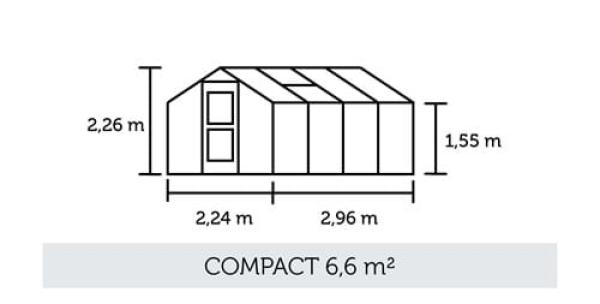 Gewächshaus Juliana Compact 6,6m² Alu silber 10 mm Doppelstegplatten 